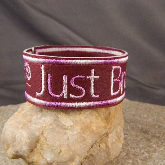 Just Breathe Embroidered Cuff Bracelet